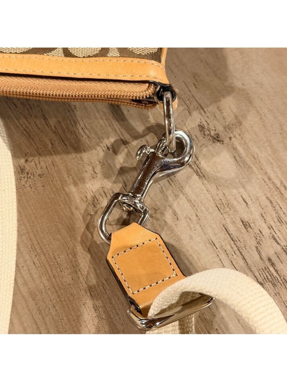 Coach Signature Crossbody Bag Beige and Brown - Picture 8 of 12